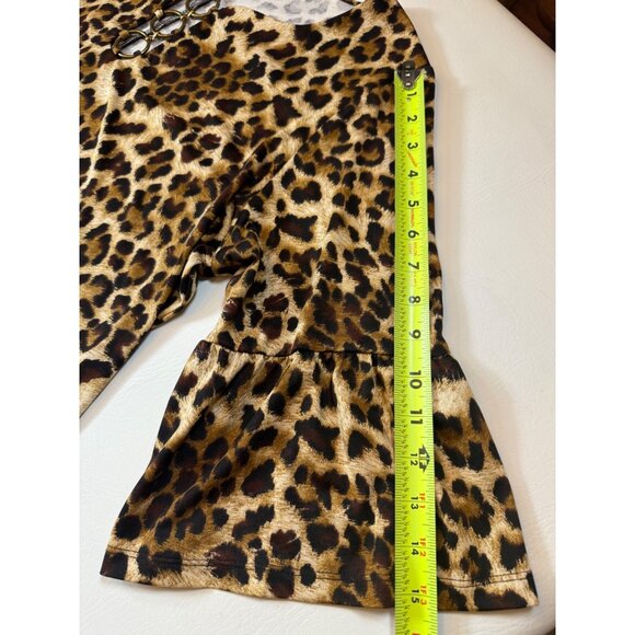 Chelsea Taylor Womens 2X Cheetah Print Dress Gold Rings Animal Print (bin LL179) - Picture 3 of 9